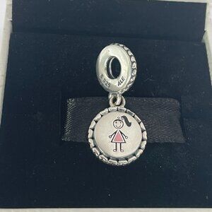 Pandora Girl Stick Figure charm Daughter Charm, Charms for Bracelet